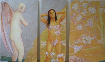 自画像と桜のインディアン Oil Paintings